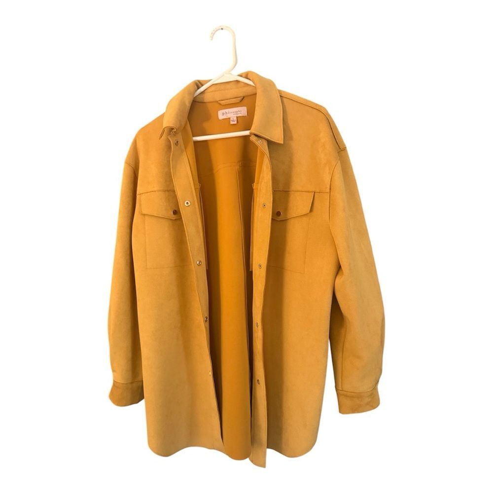 Philosophy Mustard Faux Suede Button Up Shacket Large